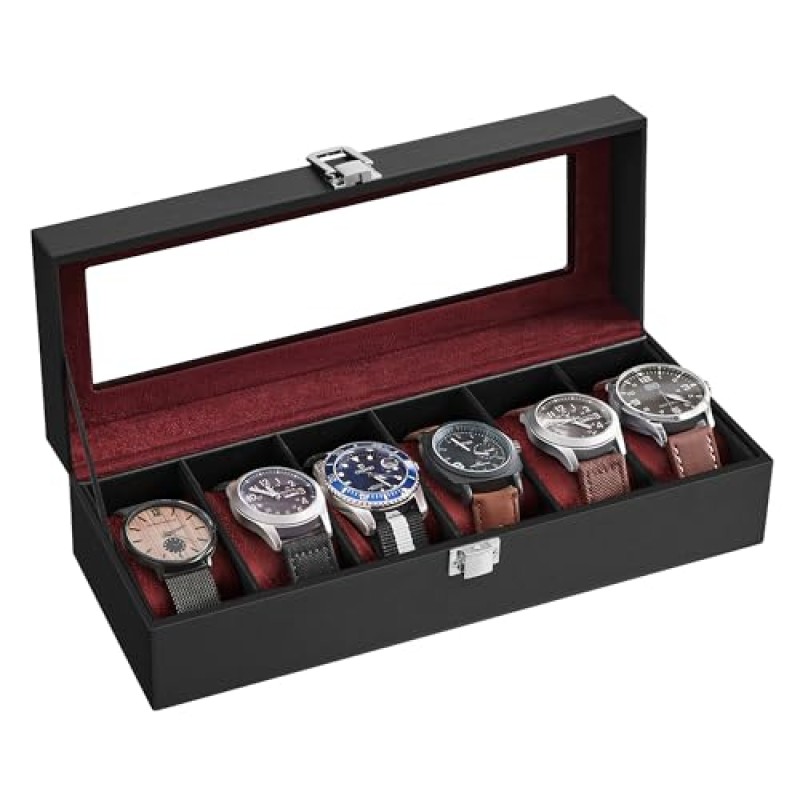 SONGMICS 6-Slot Watch Box