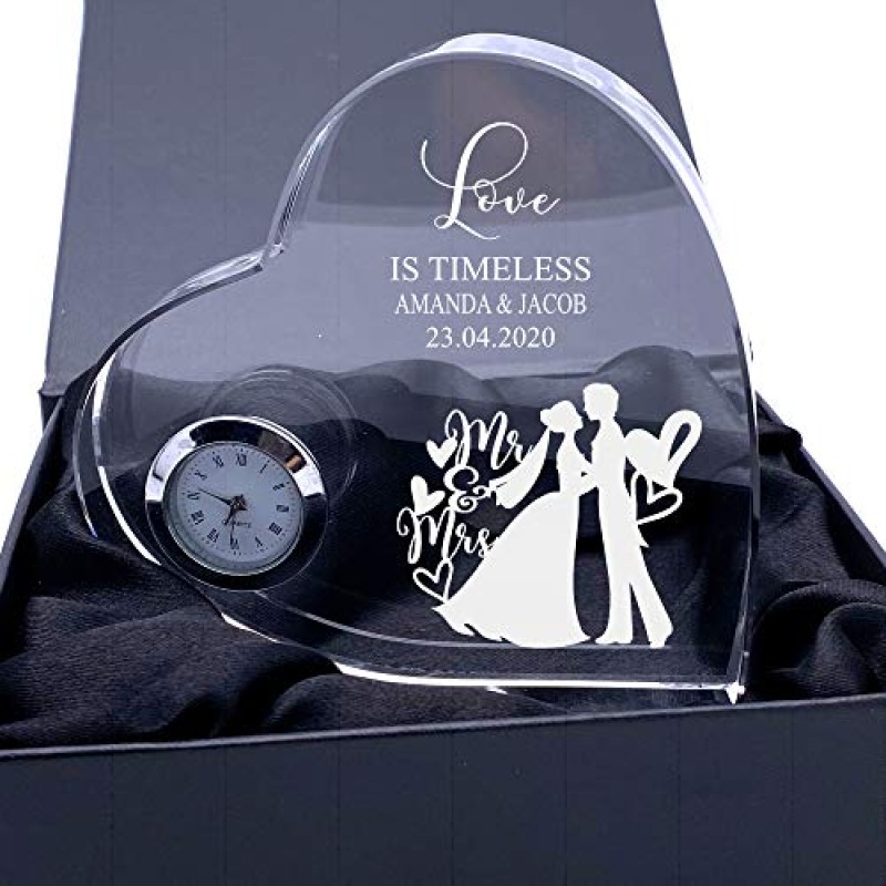 Engraved Crystal Glass Clock